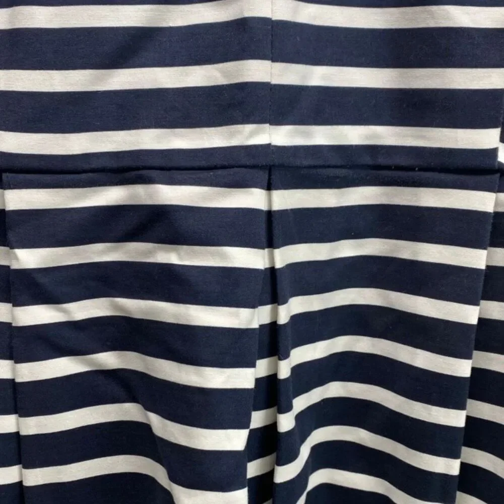 Gap Women’s size 14 Navy Stripe Dress Pockets and inverted pleats Fit & Flare